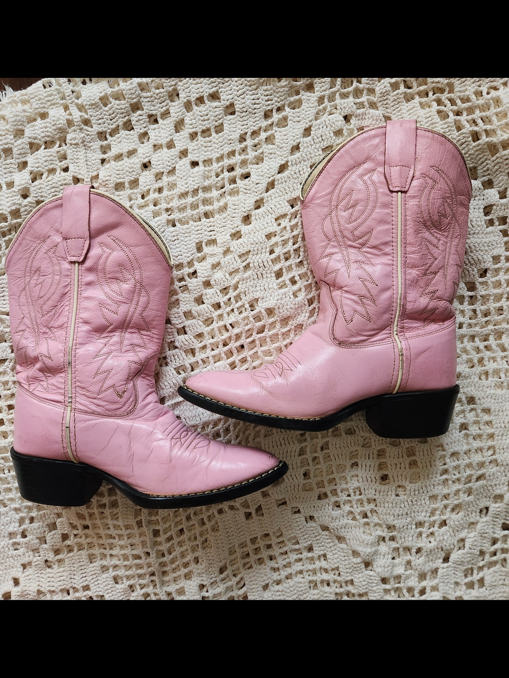 Old West Pink Pointed Toe Cowboy Boots Size Toddler/little 10